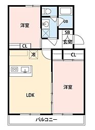 マンションカメリア2 2LDKの間取図画像