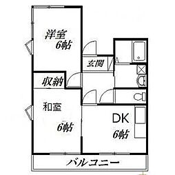 メゾンヴェール鴨江 2DKの間取図画像