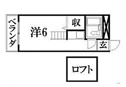 CASA元浜 ワンルームの間取図画像