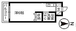 和地山エステートピア ワンルームの間取図画像