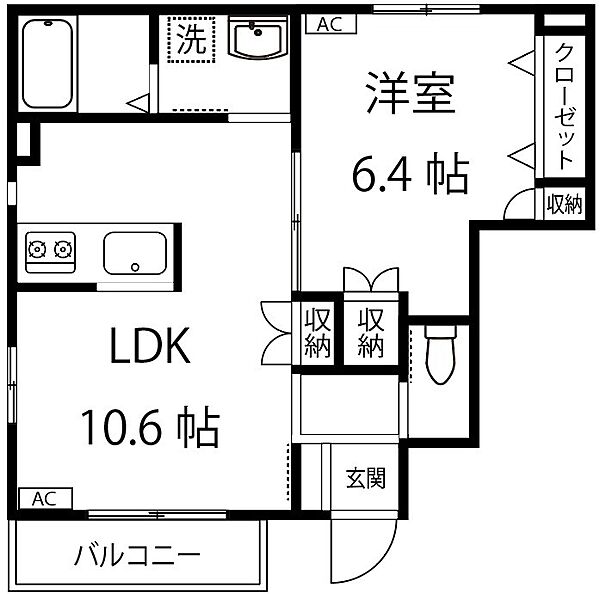 ヴィラ・ローザ中央林間 101｜神奈川県大和市中央林間5丁目(賃貸アパート1LDK・1階・41.21㎡)の写真 その2