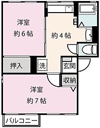 ハーベストB 2Kの間取図画像