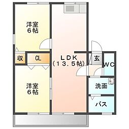 SunPiazzaA 2LDKの間取図画像