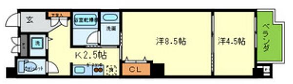 大阪府大阪市中央区日本橋1丁目(賃貸マンション2K・6階・35.00㎡)の写真 その2