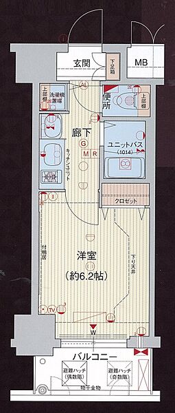 大阪府大阪市中央区南船場1丁目(賃貸マンション1K・9階・20.52㎡)の写真 その2