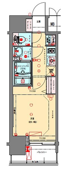 プレサンス立売堀ベルヴィル ｜大阪府大阪市西区立売堀4丁目(賃貸マンション1K・8階・23.20㎡)の写真 その2