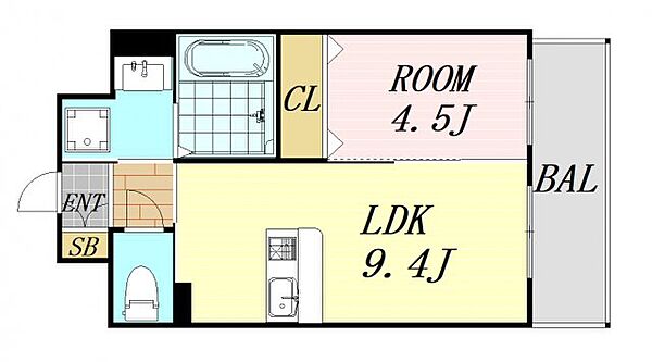 第25関根マンション ｜大阪府吹田市垂水町3丁目(賃貸マンション1LDK・10階・36.45㎡)の写真 その2