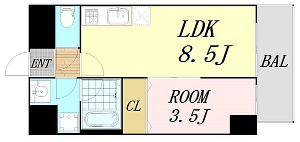 NINE RESIDENCE ｜大阪府大阪市都島区東野田町3丁目(賃貸マンション1LDK・8階・31.18㎡)の写真 その2