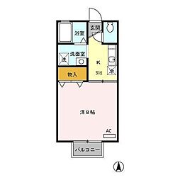 エスポワールK 1Kの間取図画像