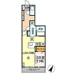 ソラリス 1階1LDKの間取り