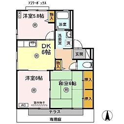 メゾンドヴェール和幸B 3DKの間取図画像