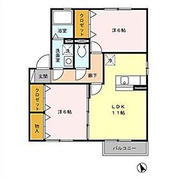 クレールSAGAA 2LDKの間取図画像