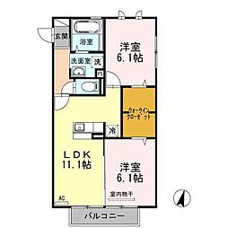 メゾンレーヴ 2LDKの間取図画像