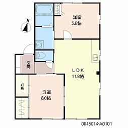 ビブレ高木 2LDKの間取図画像
