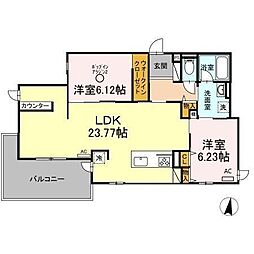 GrazioA 2LDKの間取図画像