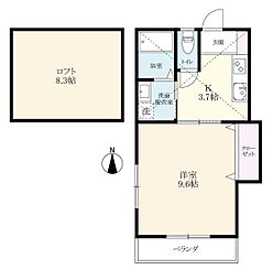 サフィール巨勢 1Kの間取図画像