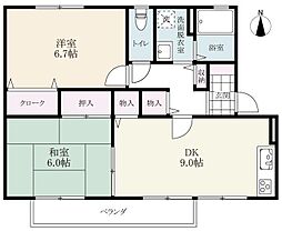 ヴェルドミールA 2LDKの間取図画像