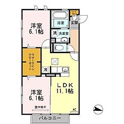 メゾンレーヴ2 2LDKの間取図画像