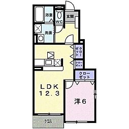 ヴィラフレイズB 1LDKの間取図画像