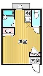 塩屋荘2 ワンルームの間取図画像