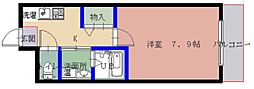 ブルズアイ 1Kの間取図画像