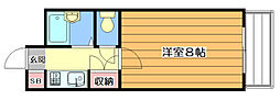 泉町ロイヤルハイツC棟 1Kの間取図画像