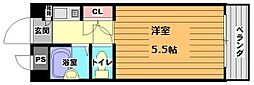 ロイヤルクィーンズパーク関大前 1Kの間取図画像