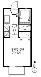 ドエル笹塚 2階ワンルームの間取り