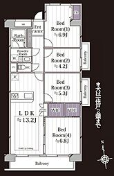 新松戸中央パークハウスB棟 3LDKの間取図画像