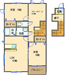 ボヌフェールB 2SLDKの間取図画像
