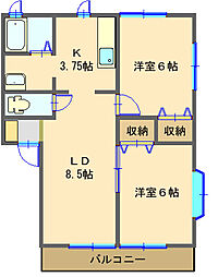 アルペンヒルB 2LDKの間取図画像