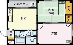 グランツハイムB 2DKの間取図画像