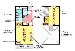 レオパレスグロリオーサ 1Kの間取図画像