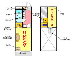 レオパレスえにし 1Kの間取図画像