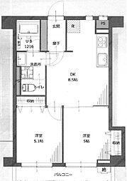 セントラル小石川 2DKの間取図画像