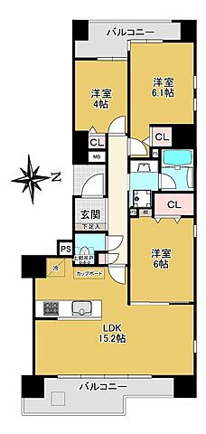 間取り シーアイマンション上野 6階/-