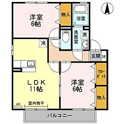ラ・ベルドミール3 2LDKの間取図画像