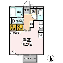 ハウスクレール ワンルームの間取図画像