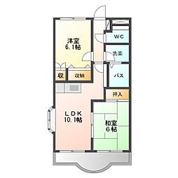 セカンドサンテツ 2LDKの間取図画像