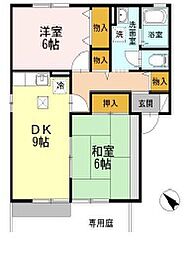 サンライズ勝間田2C 2DKの間取図画像