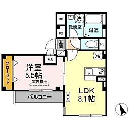 Skye residence塚越(スカイエレジデンスツカ 1LDKの間取図画像