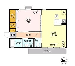 ヌフパレット 1LDKの間取図画像