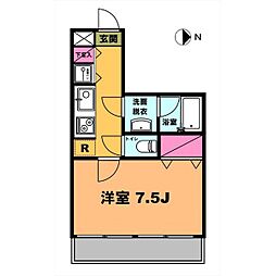 月村マンションNo.7 1Kの間取図画像