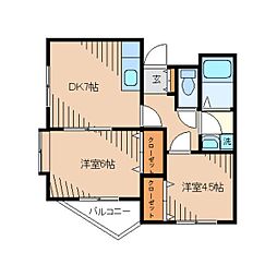 マツイチサンパレスNo.7 2DKの間取図画像