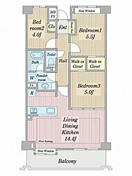 新丸子パークハウス 3LDKの間取図画像