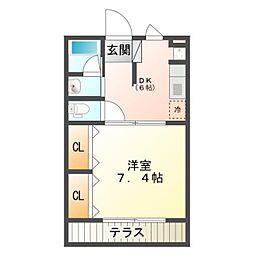 スイートレジデンスB 1DKの間取図画像