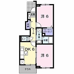 エスペランサA 2DKの間取図画像