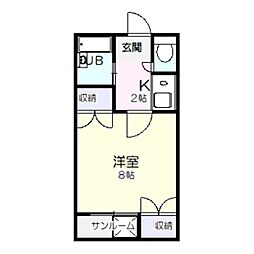 フロイライン泉ケ丘 1Kの間取図画像