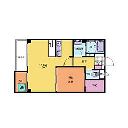 グランルージュ十一屋 1LDKの間取図画像