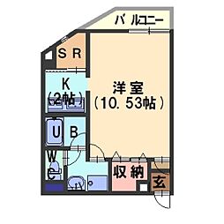 SiebenDrei 1Kの間取図画像